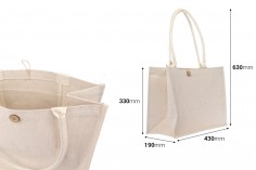 Пазарска чанта от памук и юта (320-350г/м2) с дръжка и вътрешен джоб