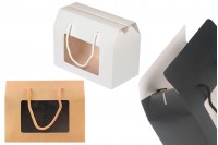 Kağıt kutu - ipli ve pencereli hediye çantası 200x110x155 mm - 12 adet