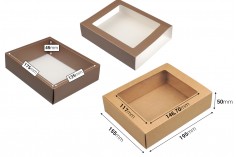 Опаковъчна картонена кутия 195x155x50 мм (чекмедже) с прозорец - 12 бр.
