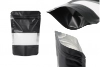 Doy Pack tipi alüminyum torbalar, &quot;fermuarlı&quot; kapaklı, pencereli ve ısıl yapışma ile mühürleme imkanı 90x30x140 mm - 100 adet