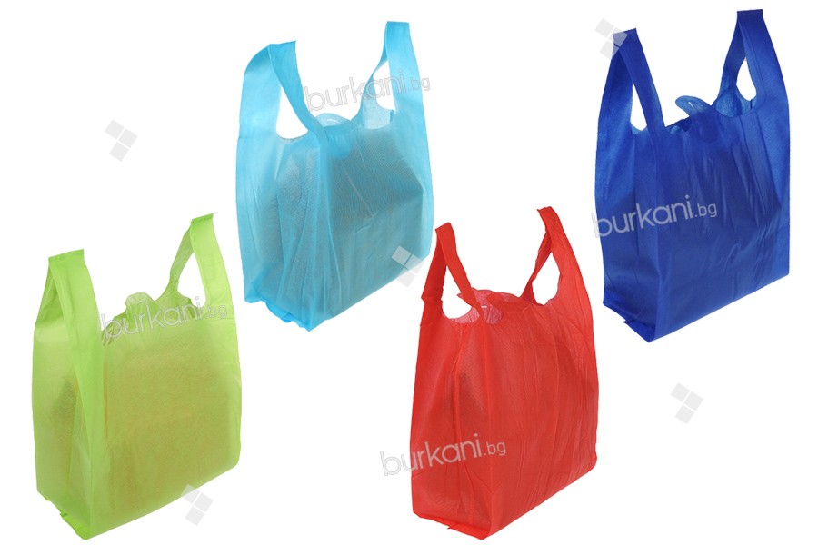Еко цветни торбички от нетъкан текстил рециклируеми 250 х 450 мм - 50 бр