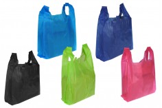 Çevre dostu, dokuma olmayan geri dönüştürülebilir torbalar laminasyonlu ve saplı 270x110x320 mm - 50 adet