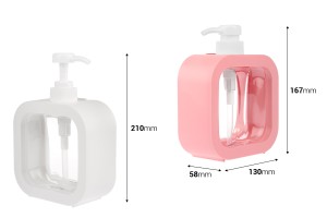 Пластмасова бутилка 500 мл (в различни цветове) с помпа за продукти за грижа за кожата-изображение_размери