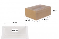 Хартиена опаковъчна кутия Крафт или Бяла (300gsm) 110x80x45 мм с прозрачен капак - 12 бр. 