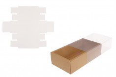 Хартиена опаковъчна кутия (300gsm)  в бял и крафт цвят  220x120x60 мм с прозрачен капач- 12 бр.