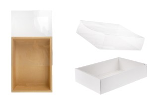 Хартиена опаковъчна кутия (300gsm) 250x180x60 мм с прозрачен капак - 12 бр.-изображение_продукт