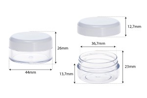 Пластмасово бурканче за крем с бяла капачка 15 мл в опаковка от 12 броя-изображение_размери