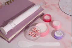 Şeffaf kapaklı akrilik  10 ml pembe kavanoz