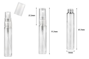 Стъклена бутилка 5 мл със спрей помпа и пластмасова капачка - опаковка 6 бр.-изображение_размери