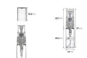 Малка стъклена бутилка със спрей помпа за парфюм 3 мл-изображение_размери