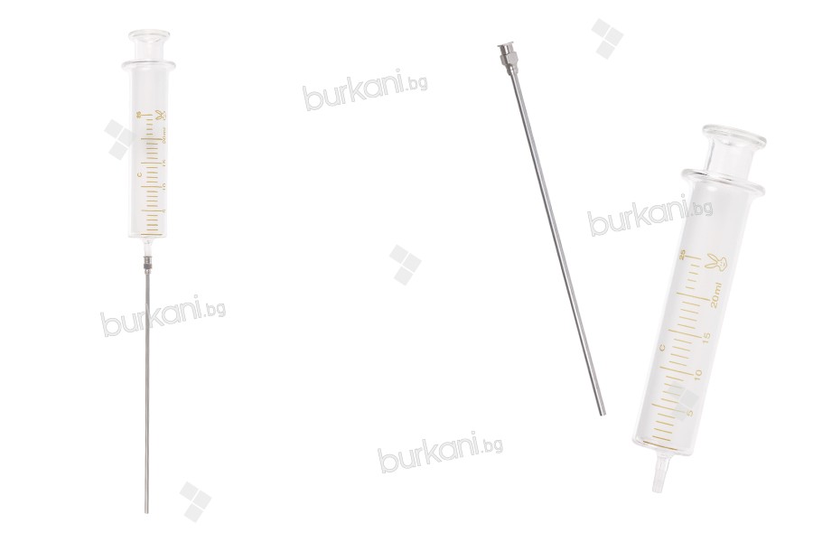 20 ml стъклена спринцовка с метална игла