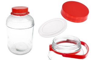 Стъклен буркан 10 литра с червена пластмасова капачка-изображение_продукт