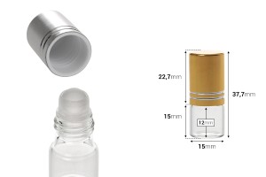 Малки шишенца рол он  2 мл ( сребриста и златиста капачка)-изображение_размери