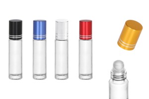 Стъклена бутилка 10 мл със стъклен рол он, с капачка в различни цветове-изображение_продукт