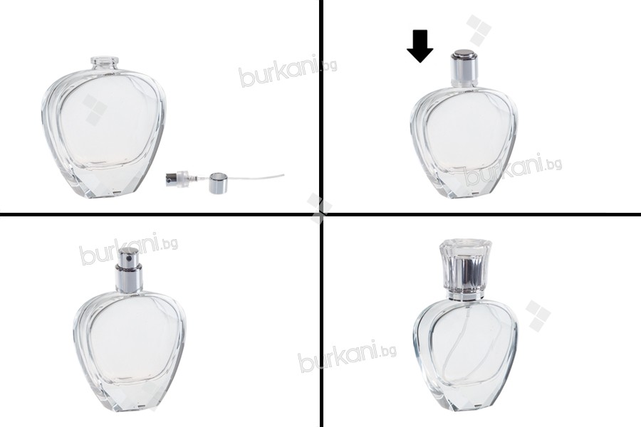 Стъклена бутилка за парфюм 50 мл Кримп затваряне -15 мм  ( бутилката не е на винт) 