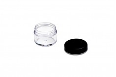 Пластмасово бурканче за крем 20 мл с черна капачка със сребриста лента - 12 бр. опаковка 