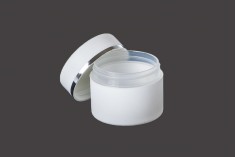 Пластмасов буркан за крем бяло МАТ 50 мл, с плоска капачка и уплътнител