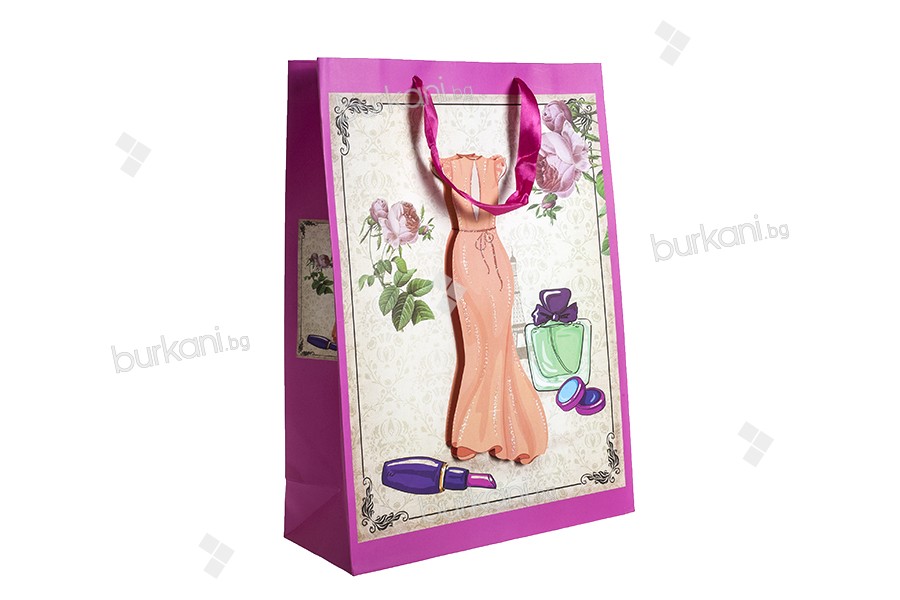 Kağıt 3-b hediye çanta, taslak "turuncu elbise", "L", 31x12x42cm boyutu