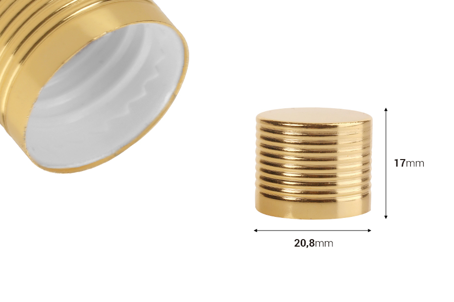Пластмасова капачка PP18 златисто покритие и вътрешен уплътнител-изображение_размери