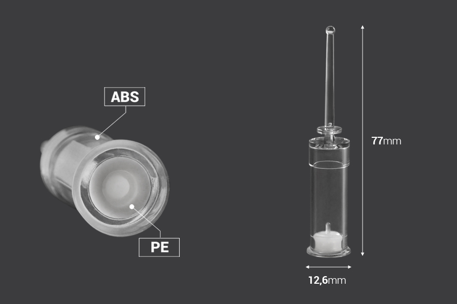 Пластмасова ампула 2 мл - 100 бр. за еднократна употреба-изображение_размери