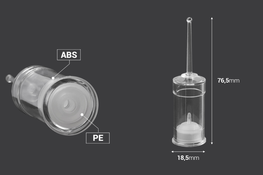 Пластмасова ампула 5 мл за еднократна употреба -100 бр.-изображение_размери