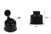 Пластмасова капачка flip top PP24 в черен цвят-изображение_размери