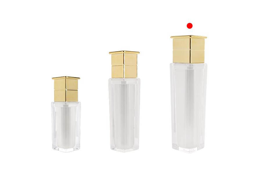 Луксозна акрилна бутилка 100 мл в перлен цвят с помпа за крем -изображение_група