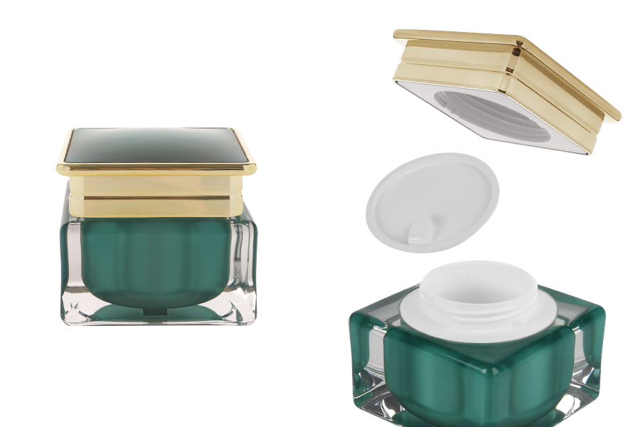 Луксозен акрилен буркан 30 мл за крем в изумруден цвят с пластмасово уплътнение-изображение_продукт