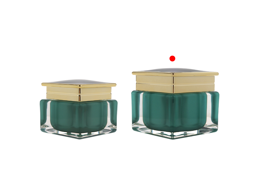 Луксозен акрилен буркан 50 мл за крем в изумруден цвят с пластмасово уплътнение-изображение_група