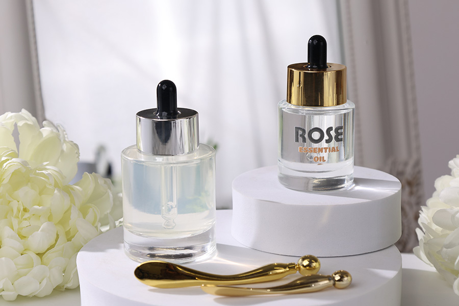 50 мл прозрачна стъклена бутилка с капкомер и отцеждач-