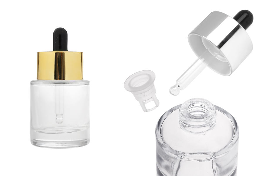  Прозрачна стъклена бутилка 30 мл  с капкомер и цедка -изображение_продукт