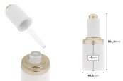 Стъклена бяла бутилка 30 мл с капкомер с бутон и цедка -изображение_размери