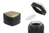 Луксозен стъклен буркан за крем 50 мл в матово черен цвят със специална капачка и пластмасово уплътнение-изображение_продукт