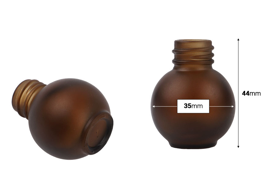 Сферична матова карамелена бутилка 10 мл за етерични масла с гърловина ПП18-изображение_размери