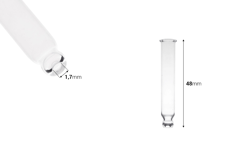 Стъклена дюза 48 мм на топче неградуирана за бутилка с код : 14-983-изображение_размери