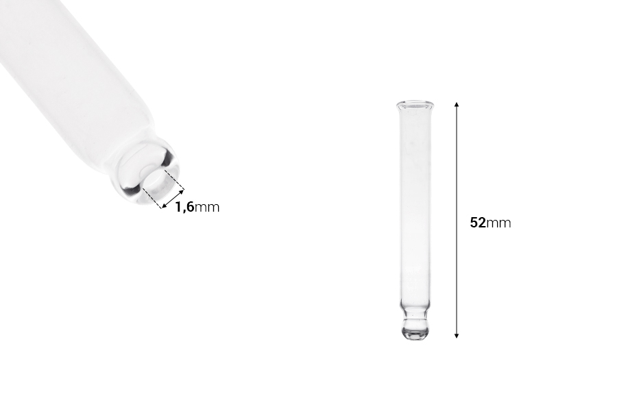 Стъклена дюза 52 мм на топче неградуирана за бутилка с код: 14-984-изображение_размери