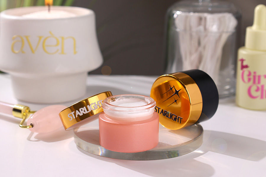 Стъклен буркан в розово матов цвят 15 мл -  без капачка-изображение_група