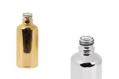 Стъклена бутилка 50 мл за етерични масла с PP18 гърловина в златист или сребрист цвят-изображение_продукт