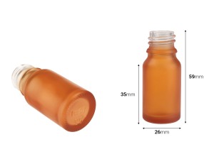 Стъклена бутилка за етерични масла 10 мл с PP18 гърловина в различни матови цветове-изображение_размери