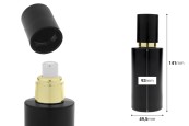 Матово черно стъклено шишенце 100 мл със златна помпа за крем и матово черна капачка-изображение_размери