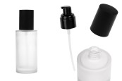 Стъклена матова 100 мл бутилка с черн помпа за крем и черна матова капачка-изображение_продукт
