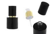 Матово черно стъклено шишенце 30 мл със златиста помпа за крем и матово черна капачка-изображение_продукт