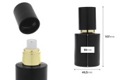 Матова черна стъклена бутилка 50 мл със златна помпа за крем  и матово черна капачка-изображение_размери