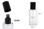 Стъклена матова бутилка 100 мл  с черен спрей и черна матова капачка-изображение_размери