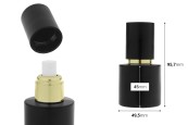 Матово черно стъклено шишенце 30 мл със златен спрей и матово черна капачка-изображение_размери