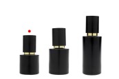 Матово черно стъклено шишенце 30 мл със златен спрей и матово черна капачка-изображение_група