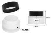 Стъклен буркан 50 мл с черна матова капачка пластмасово уплътнение и вътрешна пластмасова вложка-изображение_размери