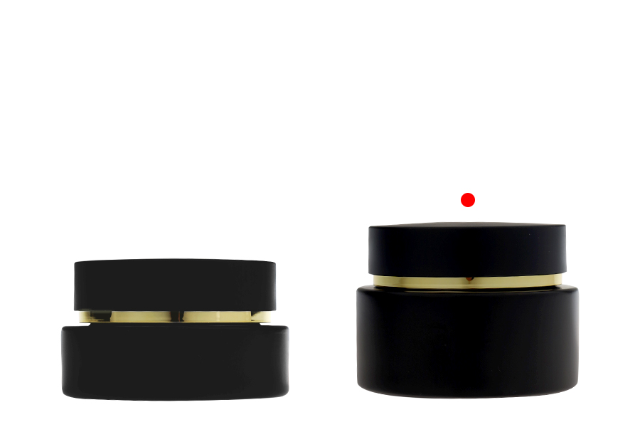 Стъклен матов буркан 50 мл с матова черна капачка с уплътнител и пластмасова вътрешна вложка -изображение_група