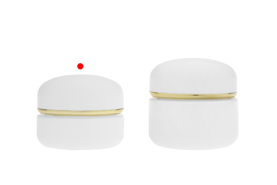 Стъклен матов бял буркан за крем  30 мл с капачка със златиста лента с уплътнител и вътршена вложка  -изображение_група