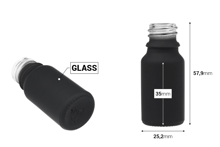 10 мл стъклена бутилка за етерични масла с PP18 гърло в различни гумени цветове-изображение_размери